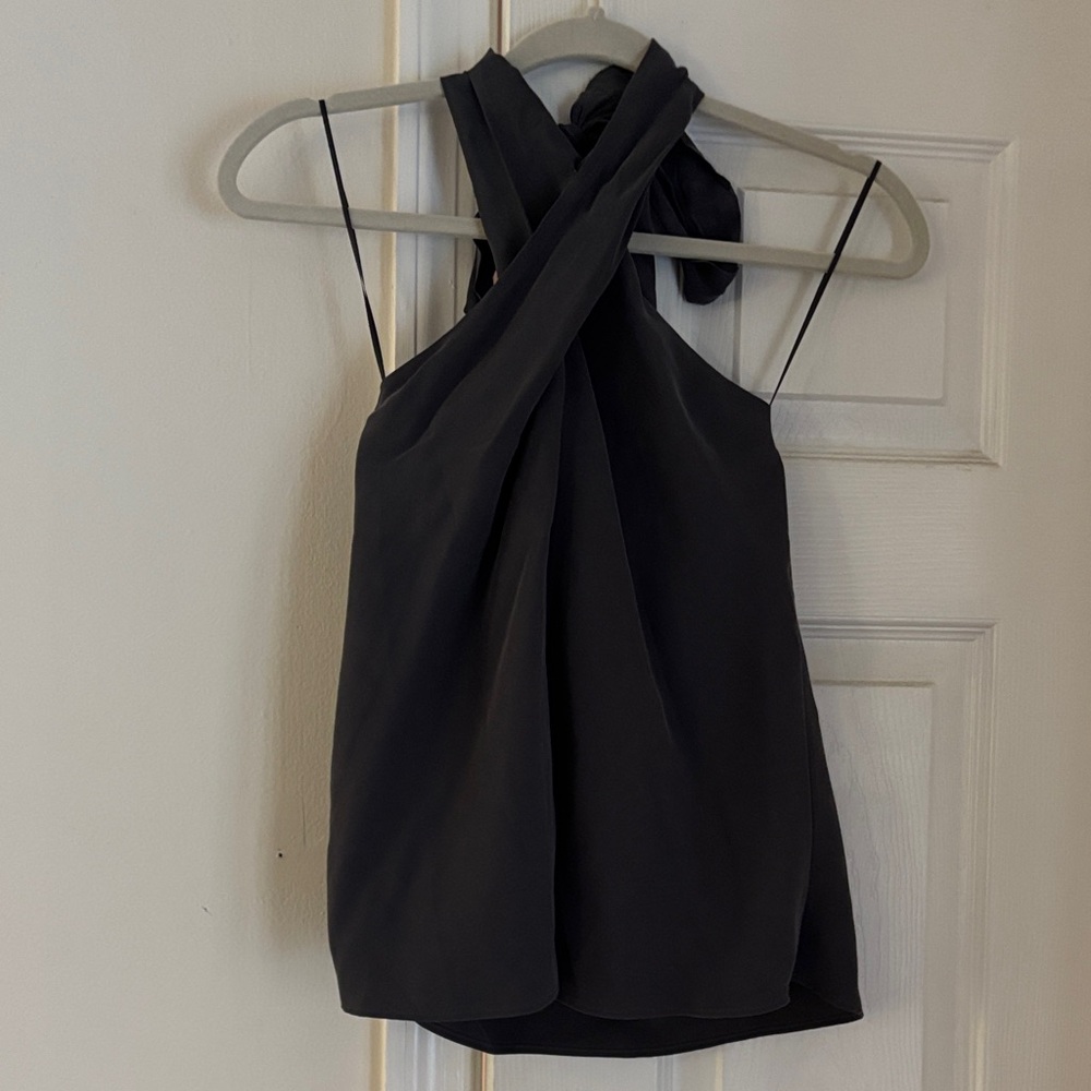 Abercrombie dark Gray silky Halter Top